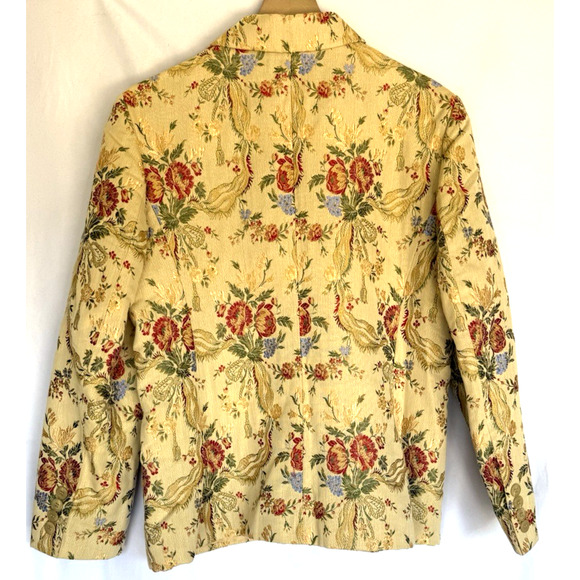 Vintage Clement Womens Floral Brocade Button Blazer Size XL Shimmer German Jacke - Picture 8 of 16